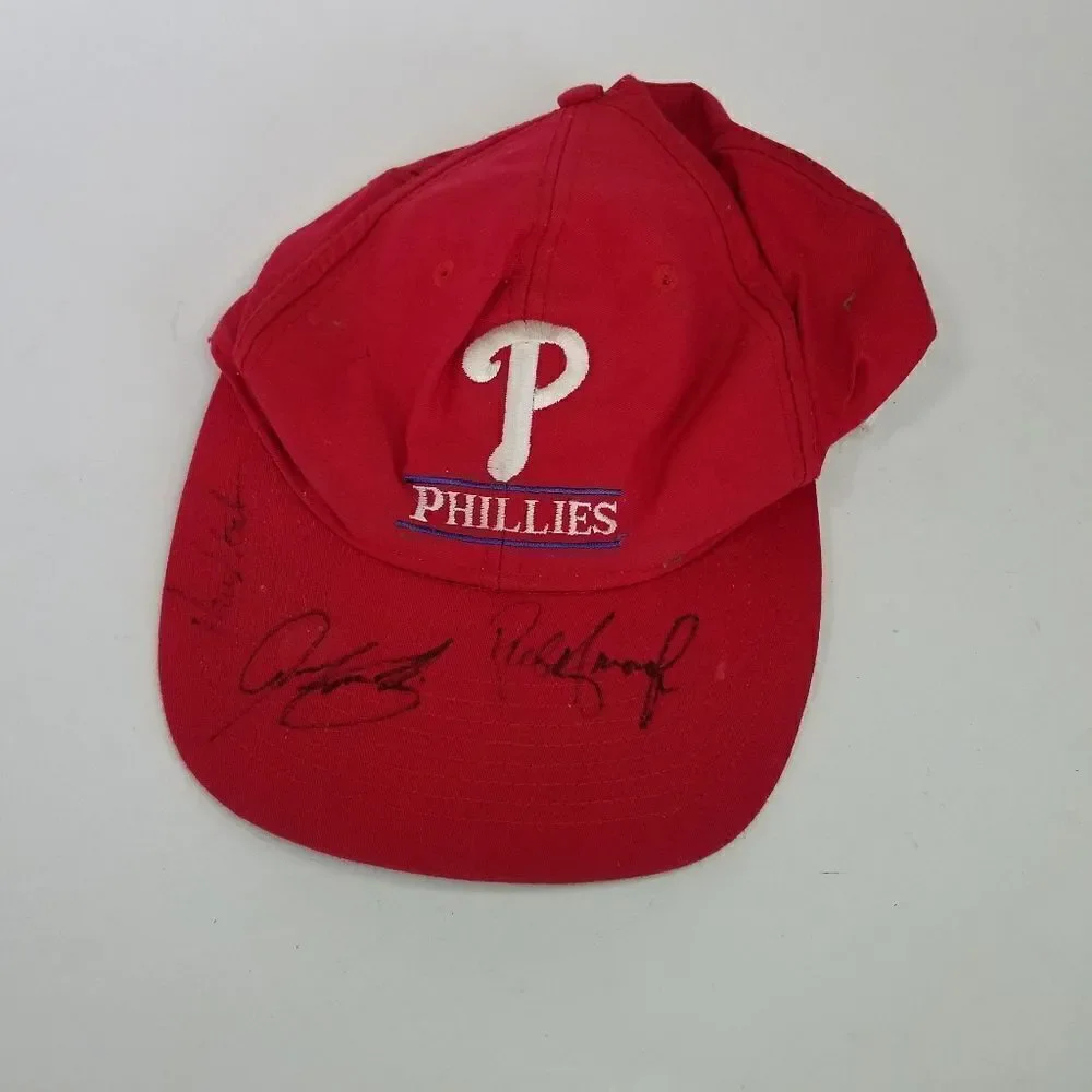 Signed 1993 Philadelphia Phillies Hat John Kruk Ruben Amaro Jr & Kevin Stocker